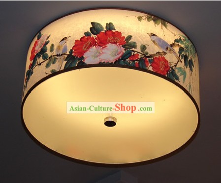 Chinese Traditional Flower and Bird Original Painting Ceiling Lantern