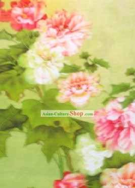 Traditional Peony Silk Fabric