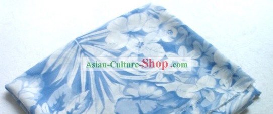 Light Blue Flower Silk Fabric