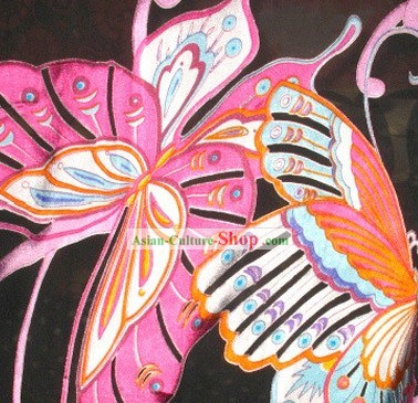 Black Butterfly Silk Fabric