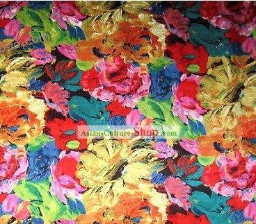 Chinese Sun Flower Silk Fabric