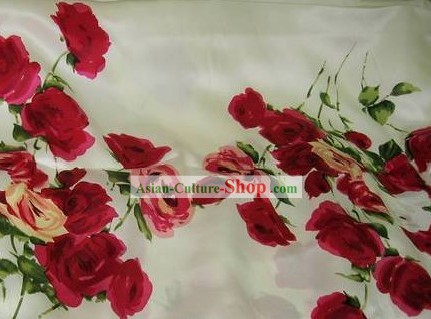 Chinese Pure Silk Rose Fabric