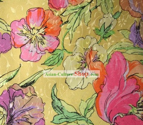 Chinese Pure Silk Flower Fabric