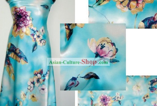 Chinese Pure Silk Flower Fabric