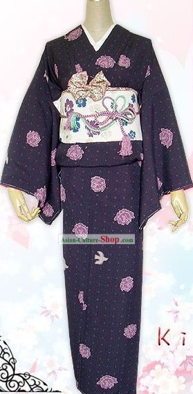 Traditional Japanese Kimono Komon Complete Set