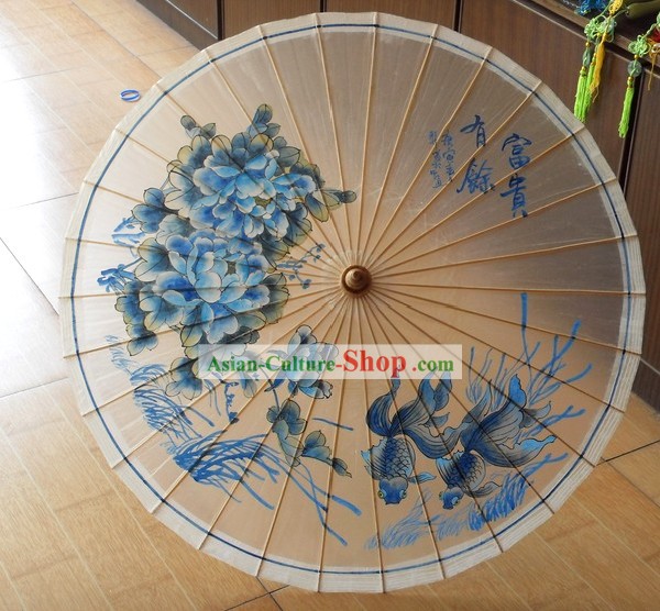 Chinese Hand Painted Goldfish Umbrella