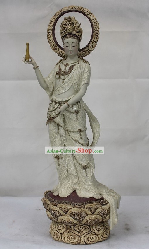 Guan Yin Watching World Shiwan Ceramics Figurine