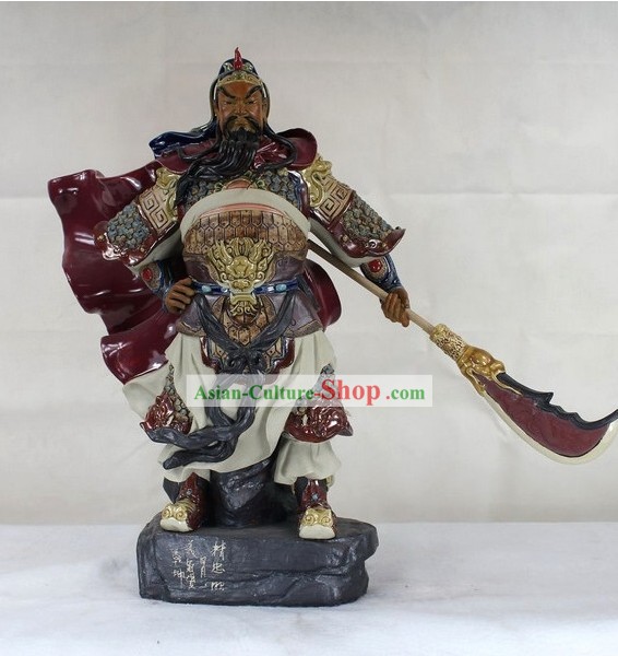 Guan Gong China Shiwan Ceramic Figurine