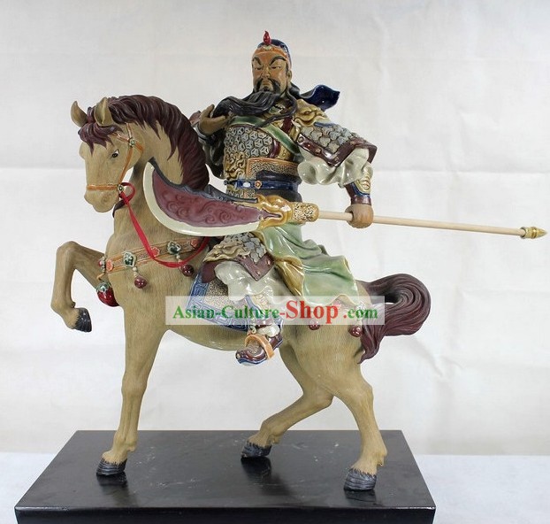 Qian Li Zou Dan Ji Guan Gong Shiwan Ceramic Sculpture Figurine