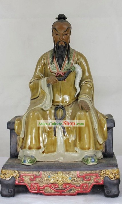 Sitting Chun Yang Lv Zu Chinese Shiwan Ceramic Figurine