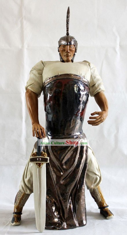 Ancient Hero Chinese Shiwan Ceramic Figurine