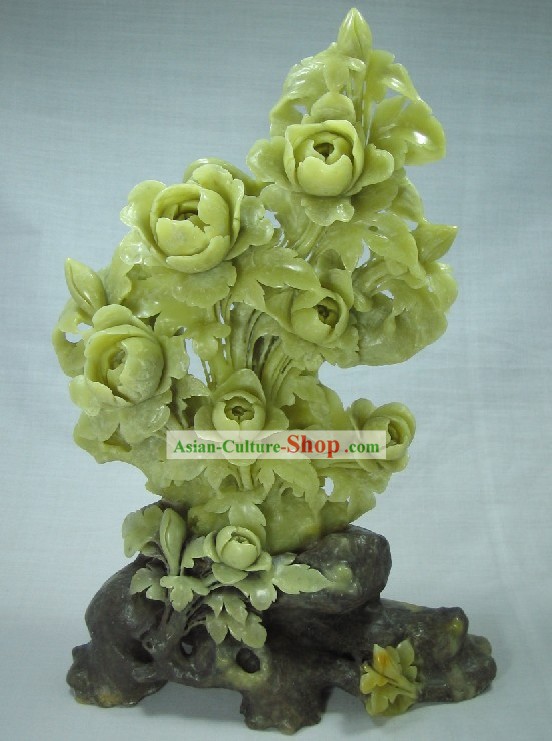 Supreme Natural Jade Flower Sculpture Collectible