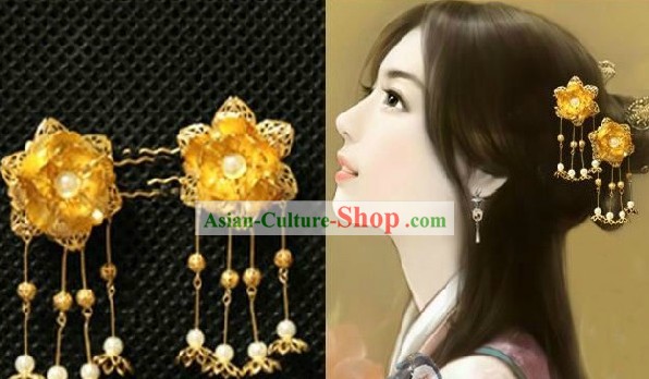 Classic Chinese Handmade Golden Flower Hairpin