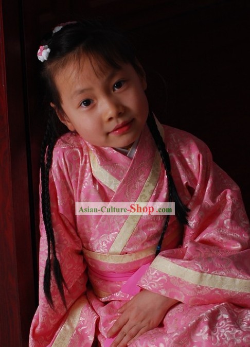 Stunning Traditional Chinese Pink Hanfu for Kids