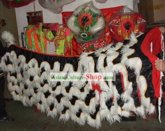 White Sheep Fur Black Undercover Lion Dance Body Tail Pants Claws Set