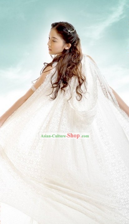 Ancient Fairy Romantic Wedding Dress with Long Trail