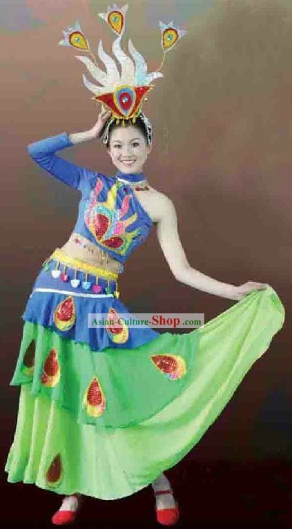 Traditional Peacock Dance Costumes and Headpiece