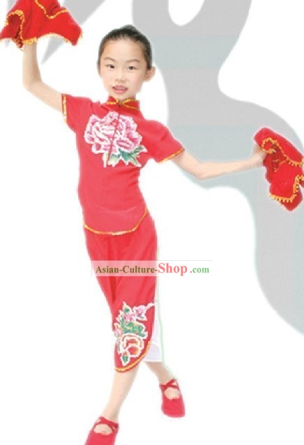 Traditional Chinese Fan Dance Costume for Kids