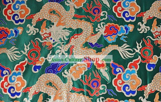 Chinese Green Dragon Brocade Fabric