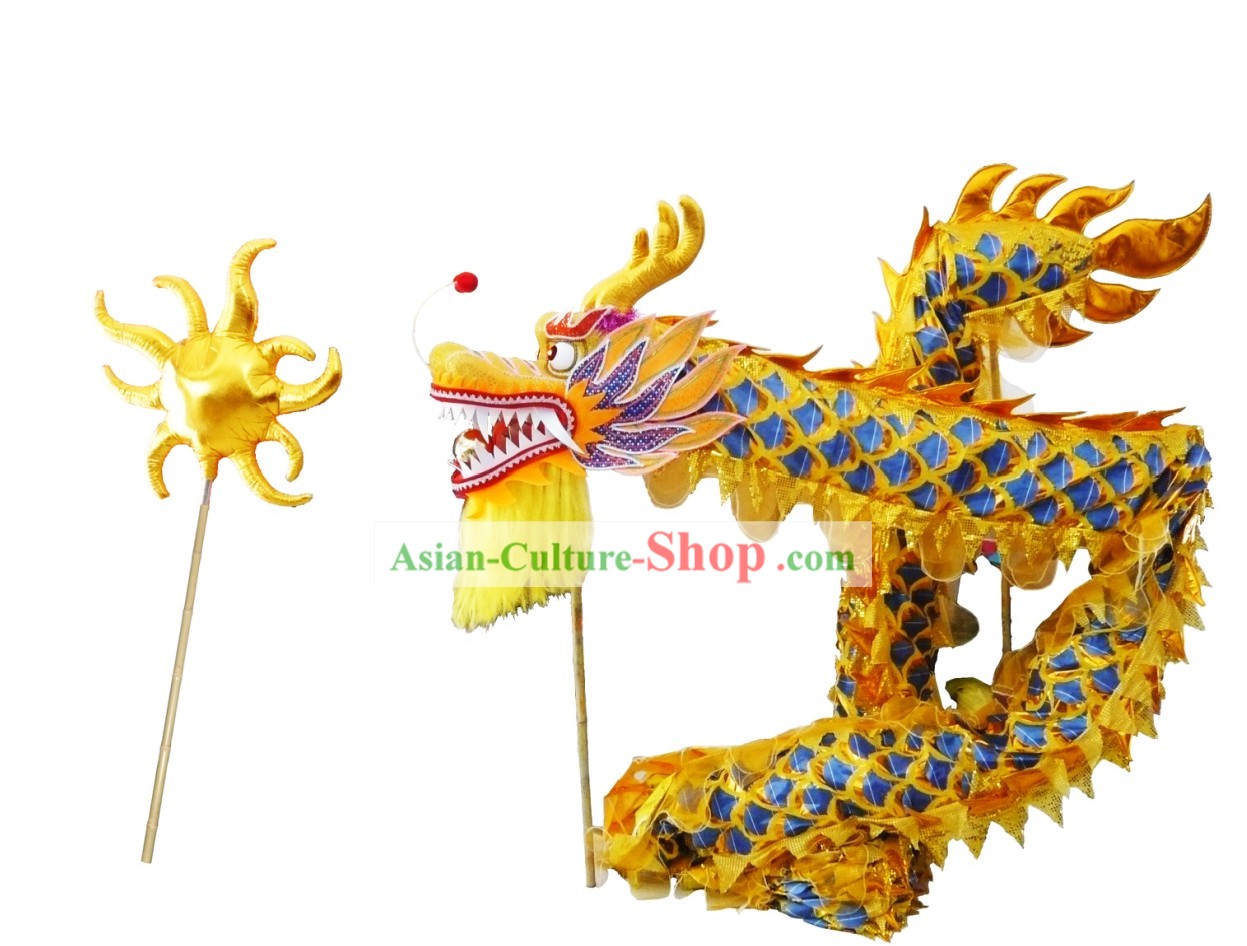 Competition and Performance Shinning Golden Lightweight Net Dragon Dance Costumes Complete Set