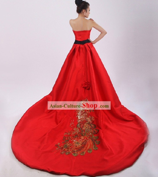 Lucky Red Chinese Phoenix Wedding Dress