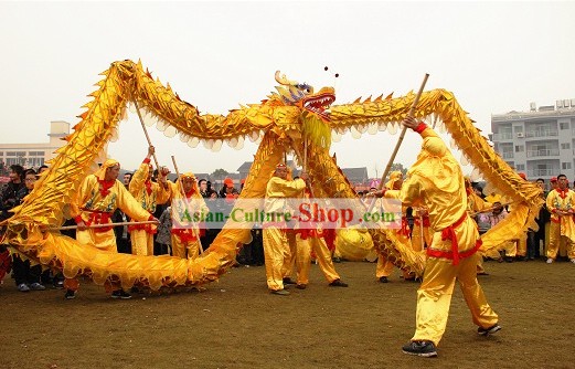 Handmade Shinning Golden Dragon Dance Costumes Complete Set