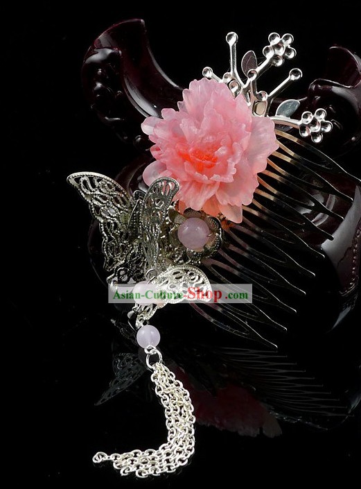 Traditional Chinese Butterfly and Flower Hair Ornament