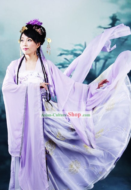 Ancient Chinese Tang Dynasty Purple Dress for Women