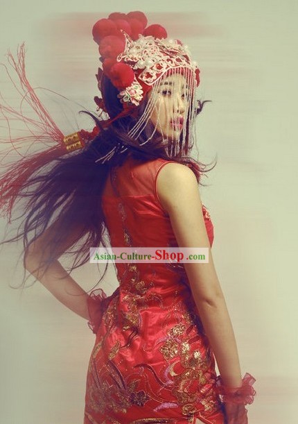 Traditional Chinese New Year Mandarin Red Long Cheongsam