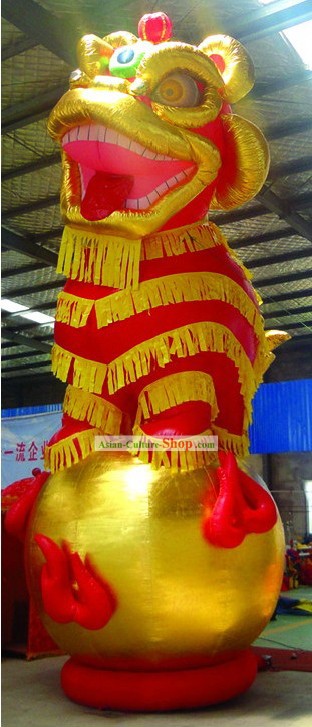 3 Meters High Opening and Celebration Large Inflatable Golden Lion Playing Ball for Display