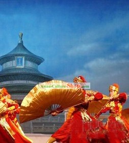 Large Chinese Gold Tai Chi Fan