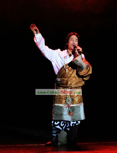 Chinese Tibetan Clothing and Hat Set for Men