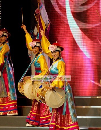 Ancient Korean Drummer Costume and Hat Set