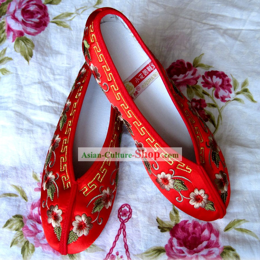 Chinese Red Wedding Hanfu Embroidery Shoes for Bride