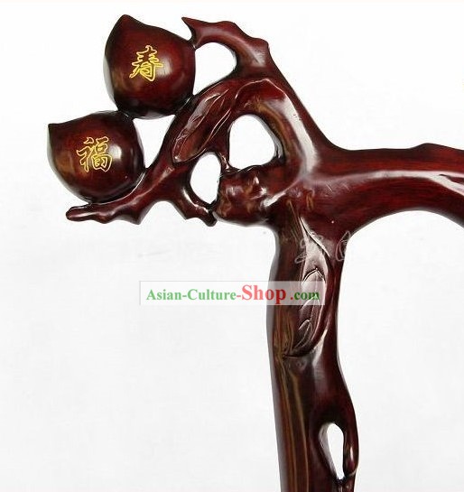 Haut la main chinoise Sculpté Bois de Rose dragon bâton