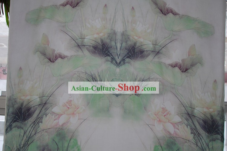 Traditional Chinese Lotus Silk Fabric