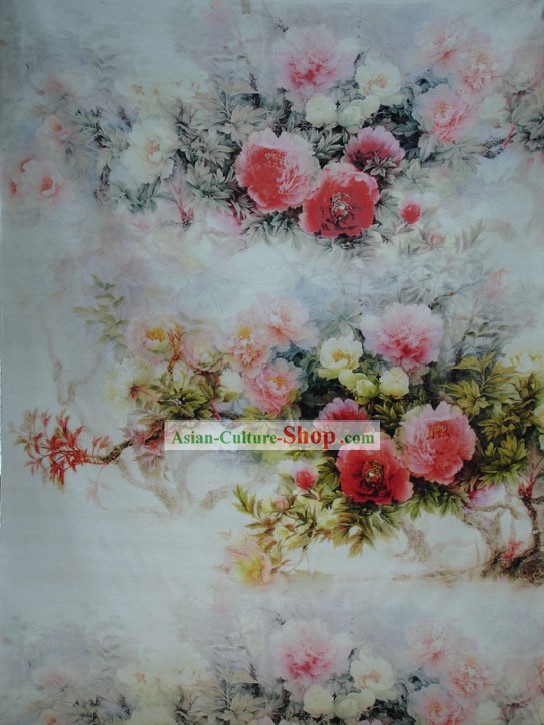 Traditional Chinese Silk Peony Fabric