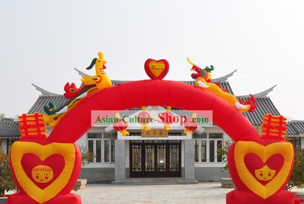 Dragon Phoenix Lanterns Chinese Wedding Inflatable Arch