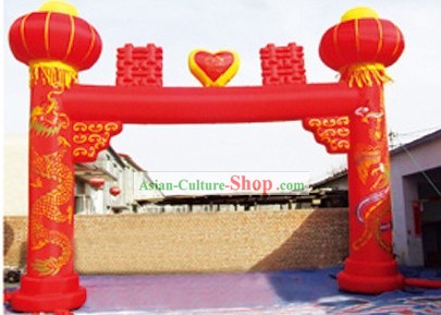 Chinese Wedding Inflatable Double Happiness Lanterns Arch