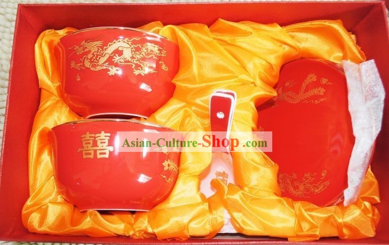 Traditional Chinese Wedding Ceramic Bowls 6 Pieces Set