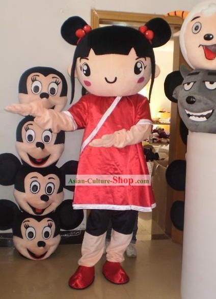 Chinese Girl Mascot Costumes Complete Set