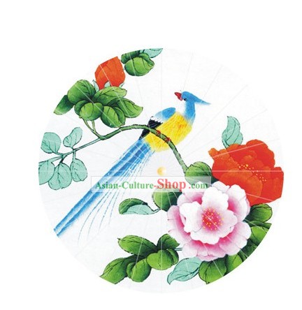 Chinese Hand Made Bird Flower Paper Umbrellas
