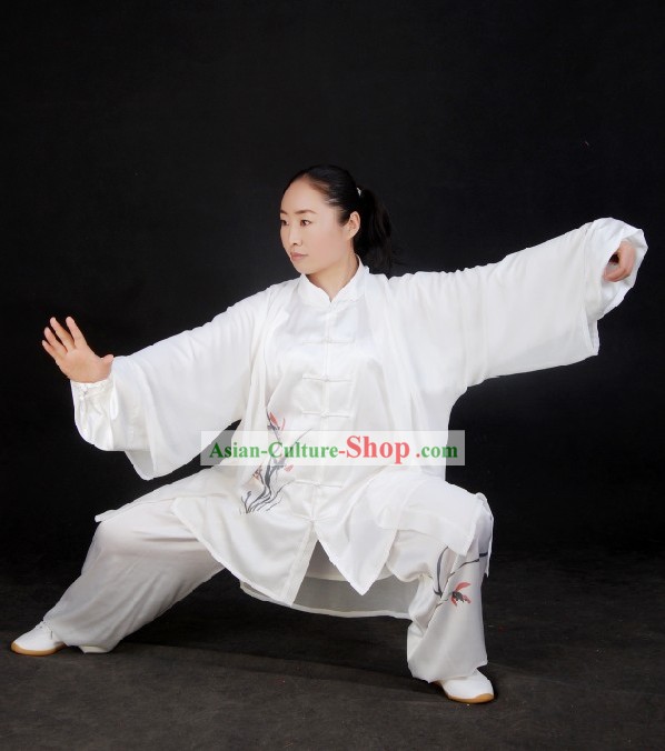 Chinese Silk Embroidered Tai Chi Suit and Cape Set