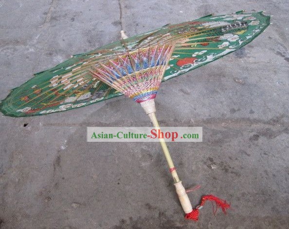 Chinese Hand Made Green Phoenix Umbrella