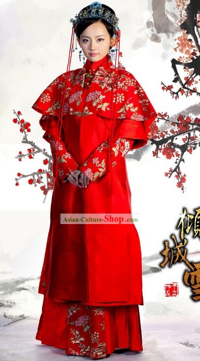 Chinese Red Embroidered Wedding Dress