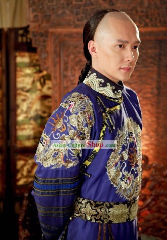 Ancient Chinese Qing Dynasty Official Court Costumes and Hat