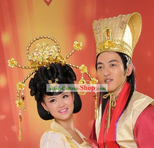 Traditional Chinese Wedding Hair Decoration Crowns for Bride and Groom