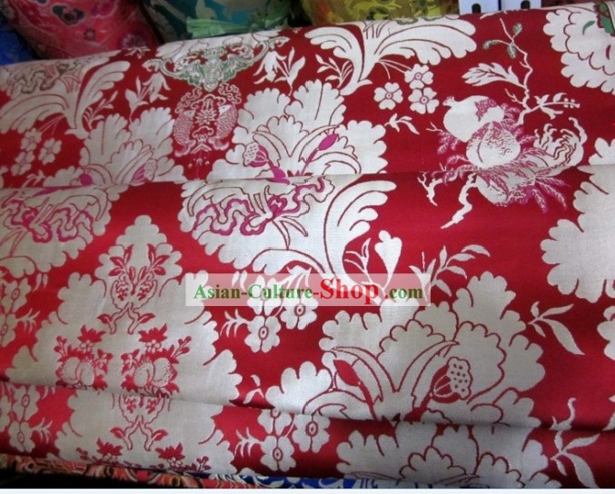 Chinese White Flower Brocade Fabric