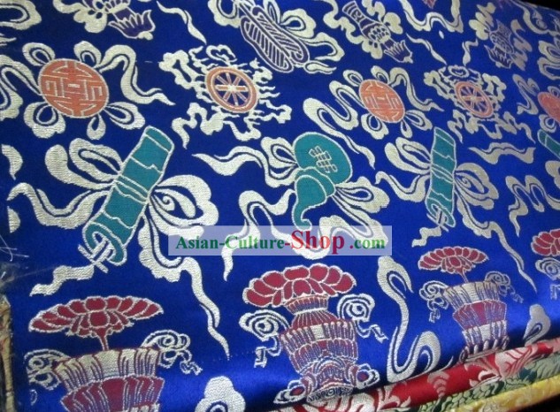 Traditional Chinese Lucky Eight Treasures Brocade Fabric