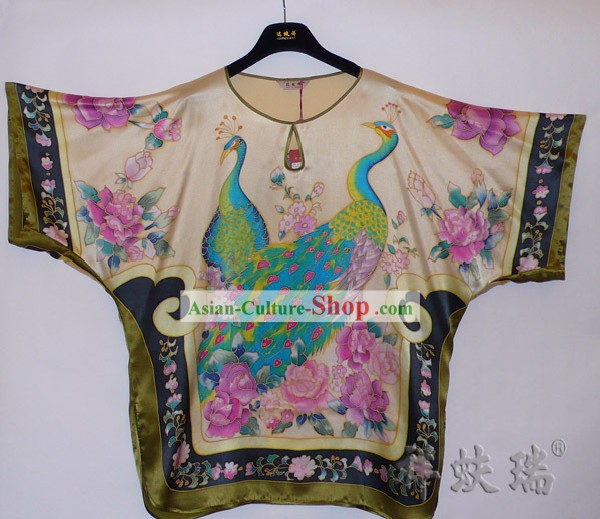 Rui Fu Xiang Silk Peacock Shirt for Women